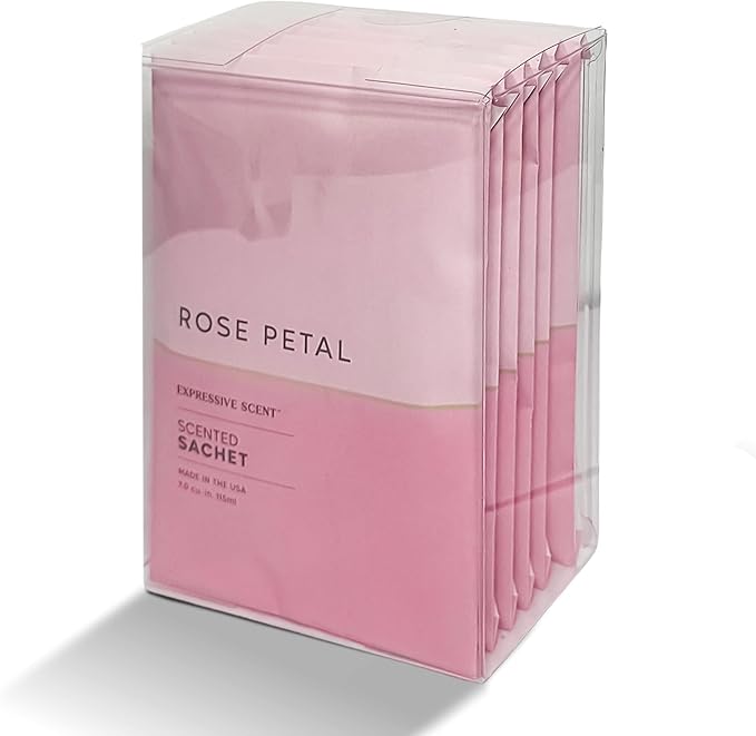 Expressive Scented Fresh Scent Pouches – Perfect Rose Petal Air Freshener – Home Fragrance & Closet Deodorizer for Drawers, Closets, Cars and Bathrooms – Long-Lasting Fresh Scent Sachets (6-Pack)