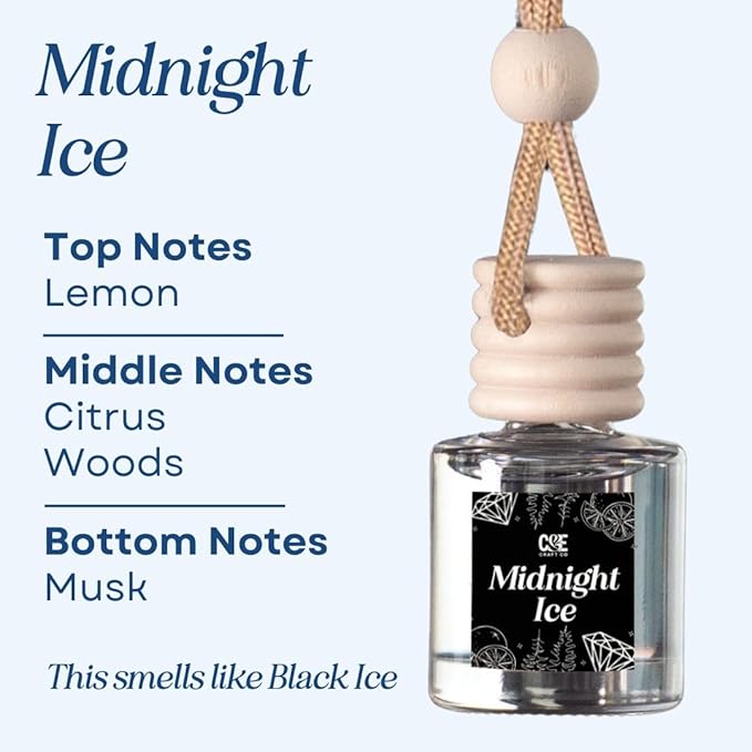 CANDECraftCo Car Air Hanging Fragrance Oil, Car Auto Freshener for Essential Oils, Scents Fragrance Aromatherapy Automobile Diffuser, Long Lasting (Midnight Ice)