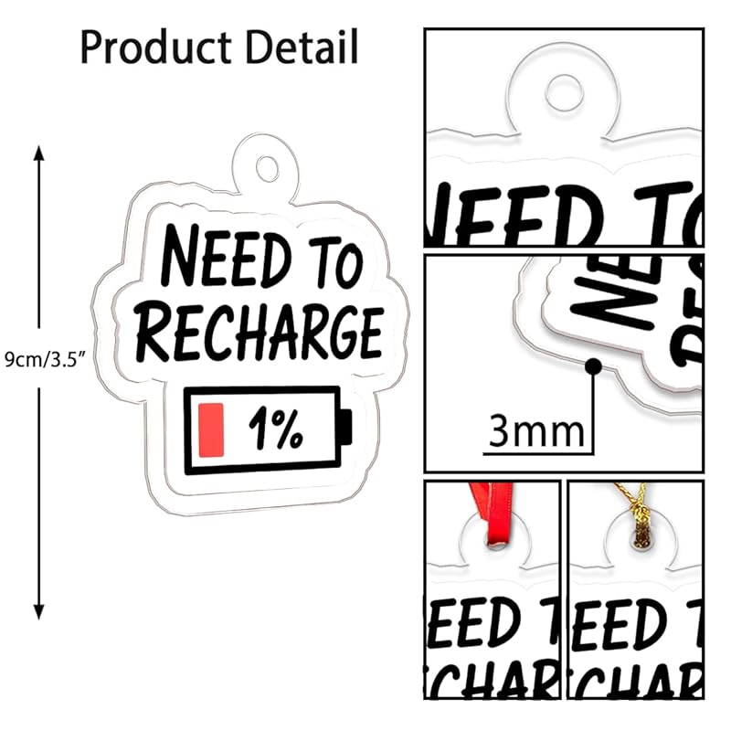Funny Need To Recharge One Percent Ornament, Battery Ornament, Custom Tech Christmas Ornament, Gamer Gift, Low Power Gag Gift Acrylic Ornament – Personalized Christmas Tree