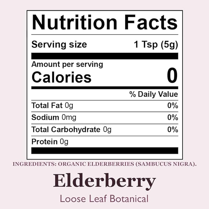 Organic Positively Botanicals Company, Elderberry, Herbal Tea Loose Leaf Botacnical, 16 Ounce