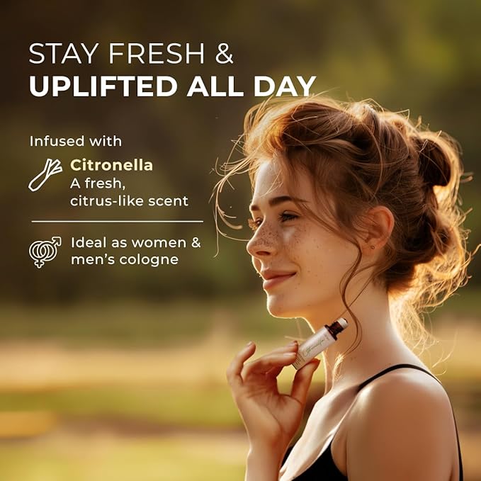 Gya Labs Citronella Essential Oil Roll On - 0.34 Fl Oz - Travel Size Roller for Camping, Skin, Aromatherapy Relief, Convenience