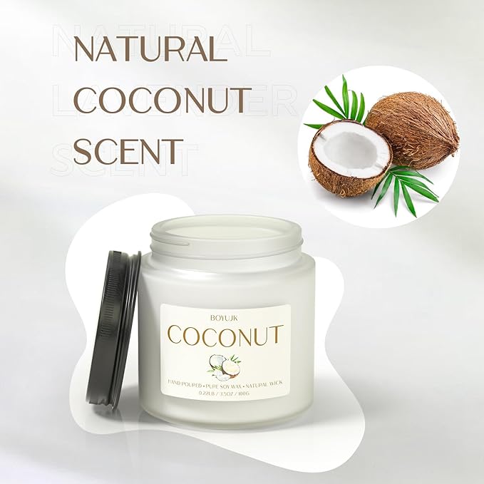 Scented Candles, BOYUJK Coconut Candles for Home Scented, Coconut Candle Set for Stress Relief and Promote Sleep, Candle Gifts for Women and Men