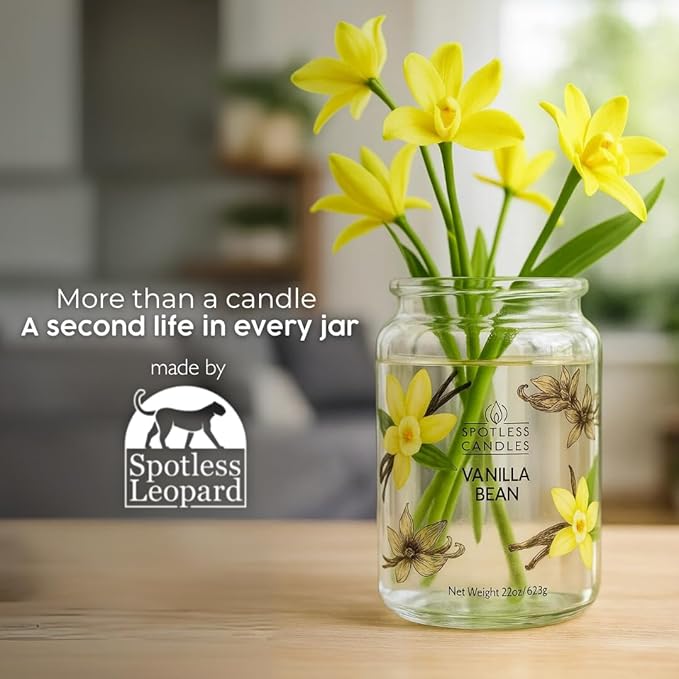 Candle Vanilla Bean 22oz with Wooden Wick in a Presentation Gift Box & Protective Shipper - Vanilla Scented Candles - Large Jar Candles