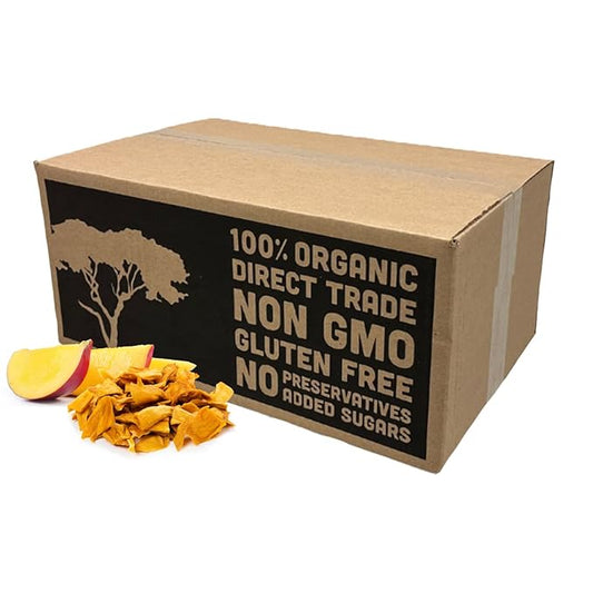 Mavuno Harvest Mango Dried Fruit Snacks | Unsweetened Organic Dried Mango Slices | Gluten Free Healthy Snacks for Kids and Adults | Vegan, Non GMO, Direct Trade | Bulk 10 Pounds