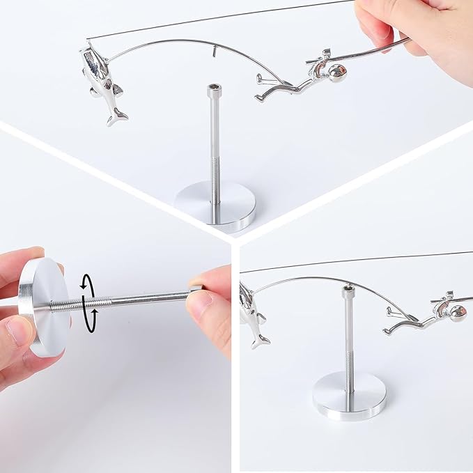 Fisherman Balancing Sculpture Balancing Fisherman Interactive Fishing Desk Ornament Unique Desk Kinetics Arts Sculptures