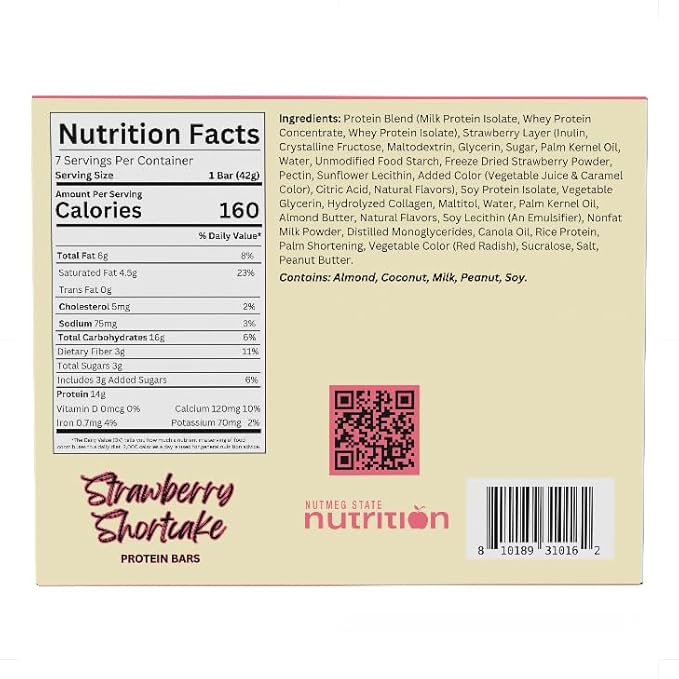 HealthyWise - High Protein Diet Bars, Gluten Free, Low Cholesterol, Low Sodium, Low Sugar, Ideal Protein Compatible, 7 Servings Per Box (Strawberry Shortcake)