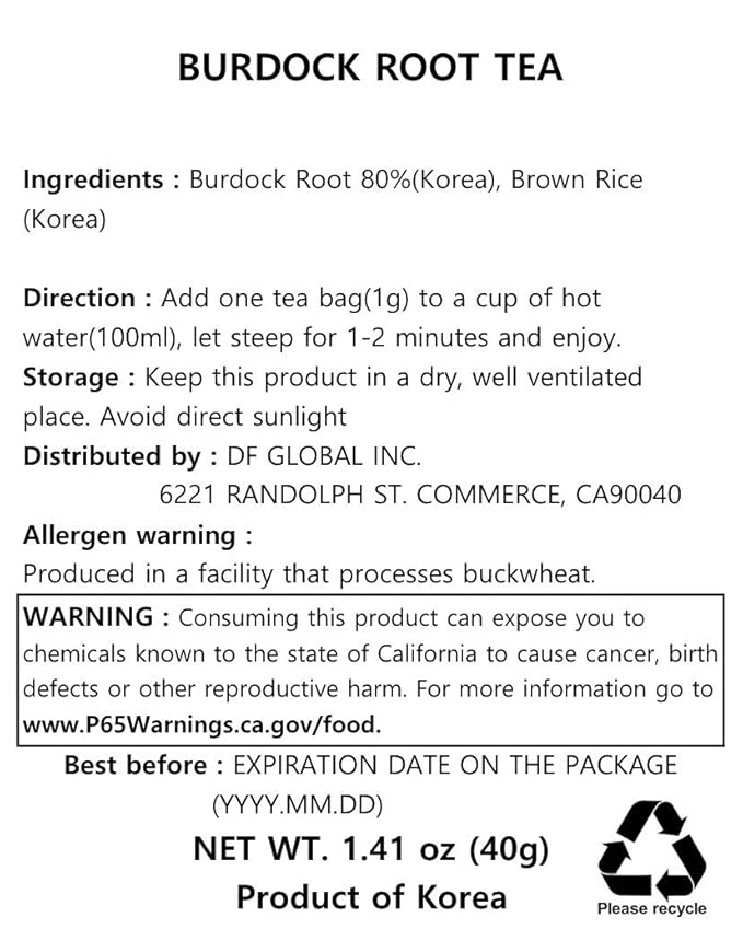 Damtuh Korean Burdock Root Tea – Herbal Wellness & Soothing Drink, Caffeine-Free – 100 Tea Bags (1.5g each)