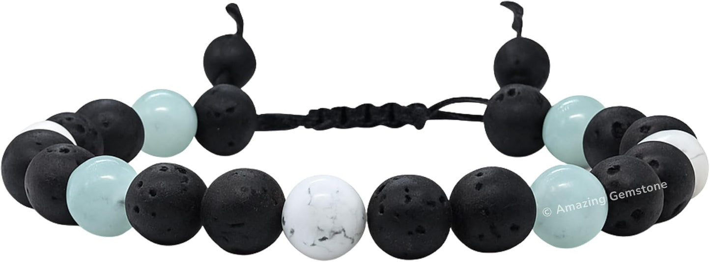 Natural Healing Crystal Bracelet for Women - Mens Bracelet Energy Balancing Gemstones Set - Adjustable Stone Bead Bracelet for Men and Women - Chakra Crystal Therapy Accessory, Meditation