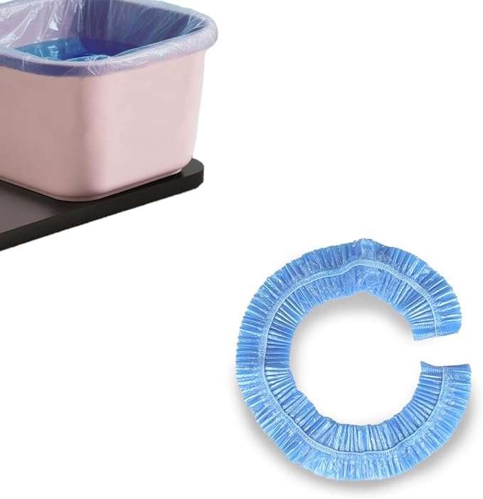 25Pcs Blue Pedicure Liners, Disposable Unbreakable Cleansing Foot Pads Bath Pedi Liners, One Size Fits Most Foot Spa for Bath Pedicure Supplies Spa Kit with Elastic Band for Feet Soak Hotel Home Use