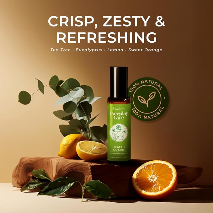 Gya Labs Health Guard Essential Oil Roll On - 0.34 Fl Oz - Travel Size Roller for Camping, Skin, Aromatherapy Relief, Convenience