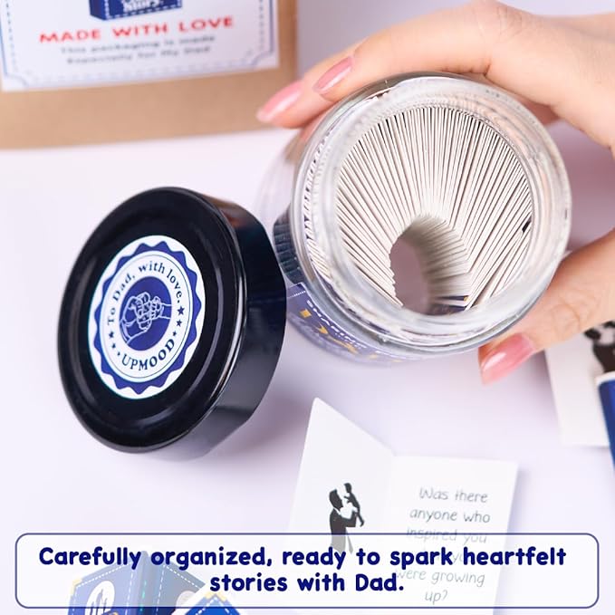 I Want to Hear Your Story, Dad- Sharing Positive Stories Jar - Unique, Sentimental Dad Gifts, Birthday Gift - Thoughtful Journal Prompts for Dad