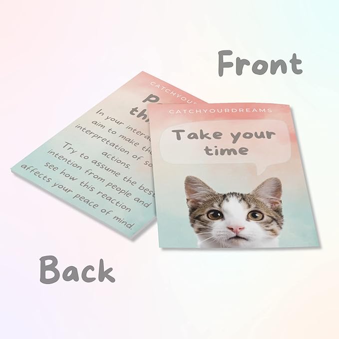 Cats Against Anxiety Cards - 50 Cards by Catchyourdreams for Self Esteem and Stress, Affirmations for Anxiety Emotions Cat Gift for Women Men (Cats Against Anxiety)
