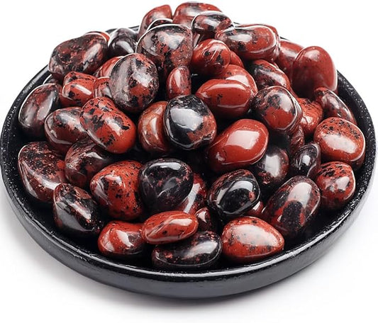 Mahogany Obsidian Healing Crystal Stone Set - 24 Pieces, 0.6" Natural & Polished Stones for Healing, Meditation, Reiki, Chakra, Crafting & Decoration