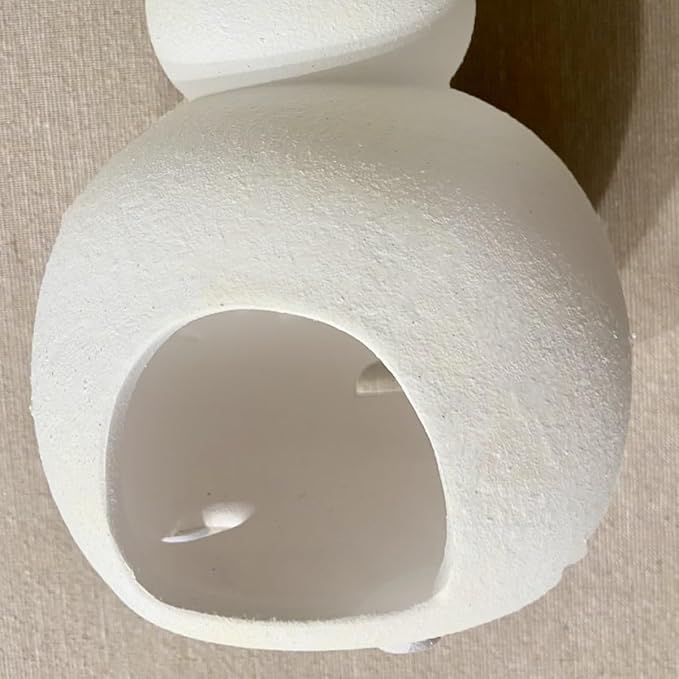 Handmade Terracotta Snowman Decor, White Clay Statue Figurines Snowman, Winter Christmas Decorations Indoor, Unique Style Handcrafted Terra Cotta for Holiday Table Ornaments(S)