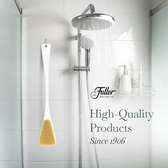 Fuller Brush Exfoliator & Scrub Body Brush - 16-inch Contoured Handle with Polyester Bristles - an All-Over Reach Including Back, Neck, Shoulders & Feet - Soft, Durable & Gentle on Your Skin (2-Pack)