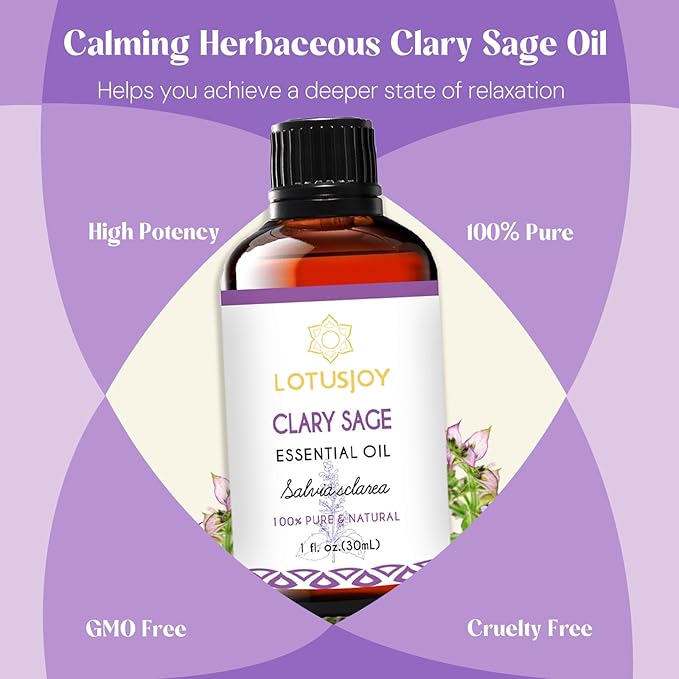 Clary Sage Oil Essential Oil 1 Oz, 100 Pure Natural Sage Essential Oil for Diffuser Skin Hair