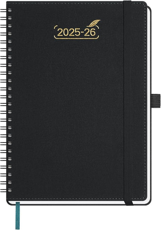 BEZEND 2026 Planner Weekly and Monthly (6" x 8.5"), 2-Column Calendar Book (Jul 25-Dec 26), Dual Schedule for Daily Appointment, Easy Track Tabs, Spiral Bound, PU Leather Softcover, Black