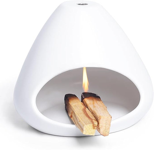 Ceramic Palo Santo Holder - Modern Incense Burner for Meditation,Yoga and Energy Cleansing - Wood Sticks Dish, Cone Burner - Inspired Home Decor Gift (White)