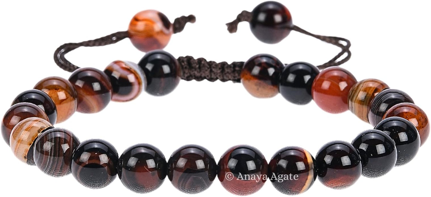 Energy Protection Crystal Handmade Adjustable Bead Bracelet Perfect for Men, Women’s Gift - Gemstone Healing Stretch Bracelet Pulsera Para Hombre Mujer Stocking Stuffer