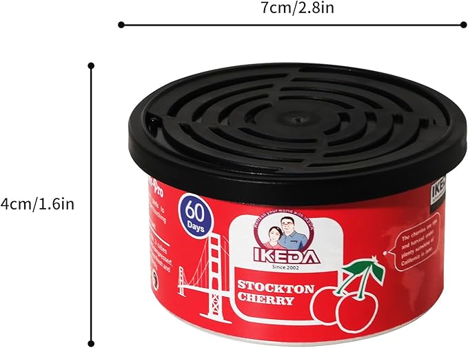 IKEDA Car Air Freshener & Car Odor Eliminator for Auto or Home,Office, 60 Days Long Lasting Scent Cans Freshener, 1.5 Oz Each, 4 Cans, Cherry
