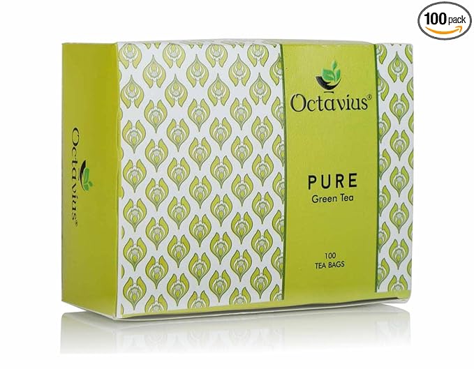Octavius Pure Green Tea – 100 Tea Bags | Single-Origin Green Tea | Natural & Antioxidant-Rich | Pack of 1
