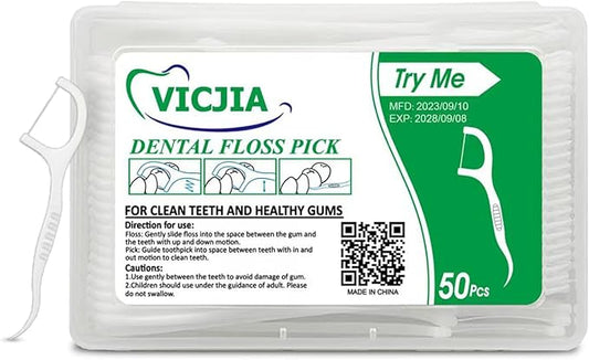 Dental Floss Picks Unflavored Floss Picks,50 Count Travel Tooth Picks Flossers,Floss Sticks for Teeth,car,Portable Floss Dispenser