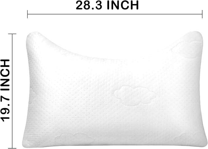 Cooling Memory Foam Pillows for Deep Sleep Bed Pillow forNeck Support with Removable & Washable Cover Cooling Pillow for Neck PainRelief Pillow for Shoulder & Back Queen+Extra Fill Pack of 2