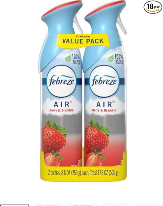 Febreze Air Odor-Eliminating Air Freshener, Berry & Bramble, 2 Ct, 8.8 Fl Oz Each (17.8 Fl oz Total)
