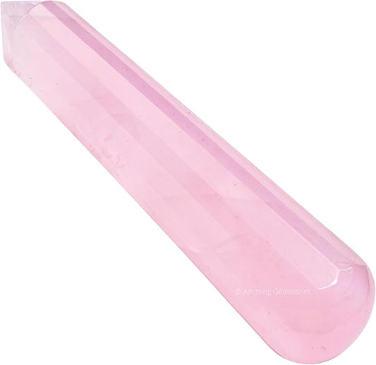 Amazing Gemstone Rose Quartz Crystal Wand Massage Stick - Pelvic Wand Gua Sha for Adults - Crystals and Healing Stones Massage Wands for Adults Gifts (Pointed)