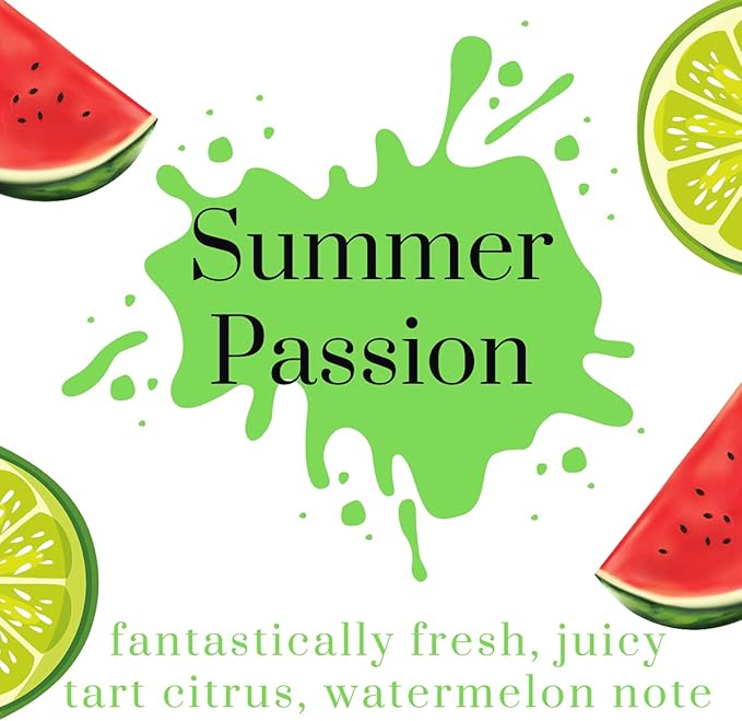 Air Jungles Summer Passion Fragrances Reed Diffuser Set with Sticks, Watermelon and Lime Scent Incense Oil, Air Freshener for Home, Office, Gym, and Room Diffuser, 3.4 fl. oz
