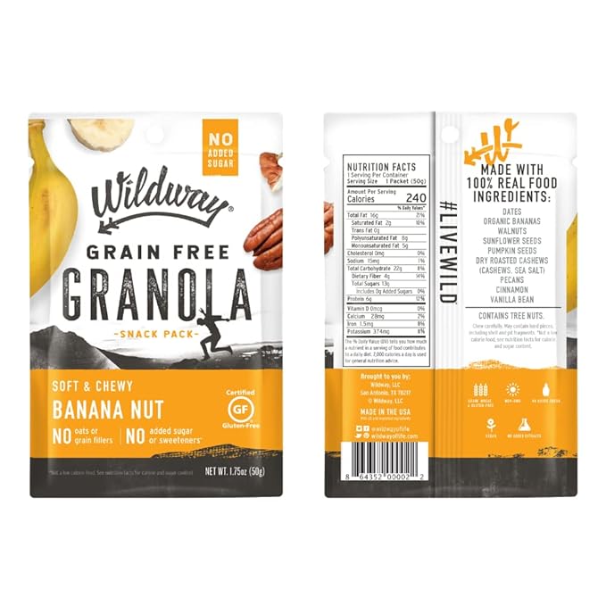 Wildway Keto Granola Snack Packs| Variety | Grain-Free Certified Gluten-Free Cereal | Vegan, Low Carb & No Sugar Added | Paleo-Friendly, Non-GMO Fruit & Nut Clusters | Nutrient-Rich Snack | 4 Pack