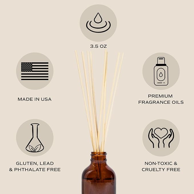 Sweet Water Decor Farmhouse Amber Reed Diffuser Set | Apple, Orange, Pumpkin, Fall Scented Reed Diffusers | Housewarming Gifts | Air Fresheners | Autumn Scents | Aromatherapy