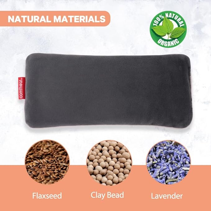 Lavender Weighted Eye Pillow for Yoga, Microwavable Moist Heat Eye Compress Mask Pillow with Washable Cover for Relaxation, Sleeping, Meditation, Yoga, Spa, Migraine Relief