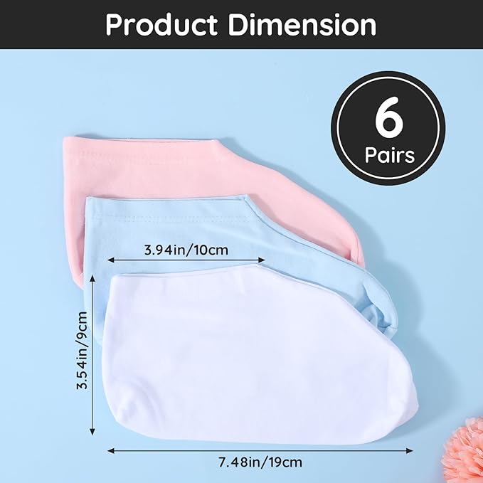 Segbeauty 12 Count Lotion Cotton Socks for Dry Cracked Feet Women, 6 Pairs Moisturizing Socks for Dry Feet, Sleep Sock for Cracked Heel Repair Overnight, Sleeping Foot Care Spa Gel Heel Protectors