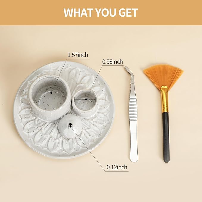 Palo Santo Sticks Holder, Multi-Purpose Handmade Ceramic Incense Burner for Palo Santo Incense Sticks, Sage Holder for Burning, Ash Catcher Tray for Meditation Yoga Room (Spotted White)