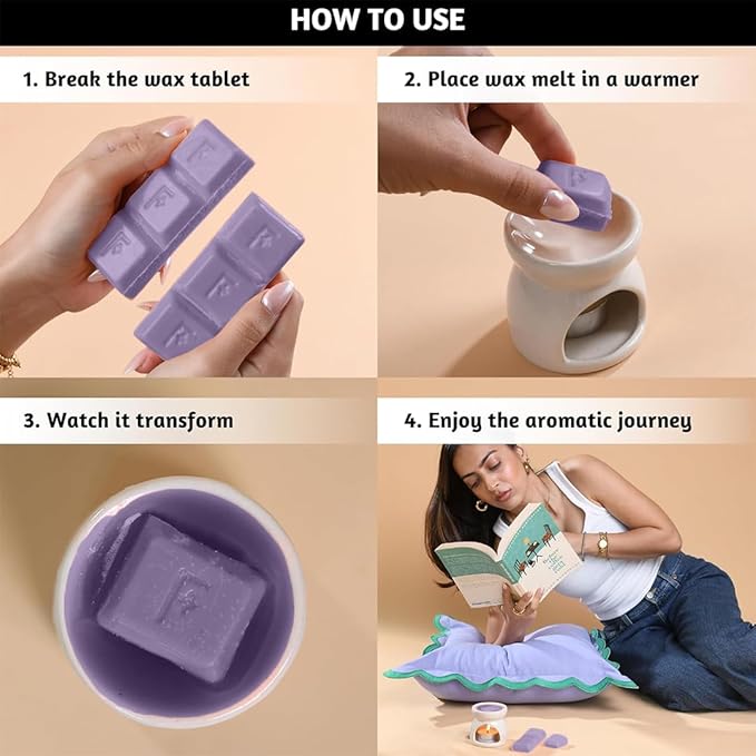 Folkulture Wax Melts or Wax Cubes | Set of 5 Scented Wax Melts for Fall Scents | 30 pc Easy to Use Candle Warmer Wax Melts for Fall Essentials | Lavender, Chamomile, Patchouli, Frankinsence