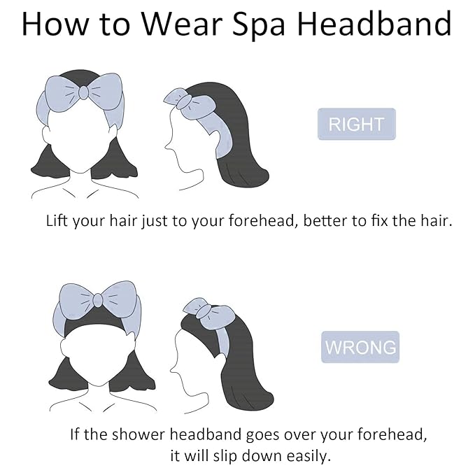 Ondder 8 Pcs Blue Spa Headbands - Fuzzy Terry Cloth Face Wash Headbands for Women's Makeup & Skin Care