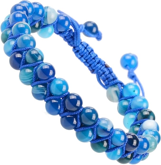 MASSIVE BEADS Double Layer Natural Chakra Healing Power Crystals Macrame Bracelet Yoga Stone Beads Gemstone Meditation Relax Anxiety Bangle for Unisex Women Men