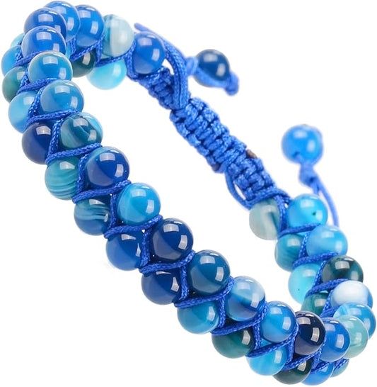 MASSIVE BEADS Double Layer Natural Chakra Healing Power Crystals Macrame Bracelet Yoga Stone Beads Gemstone Meditation Relax Anxiety Bangle for Unisex Women Men