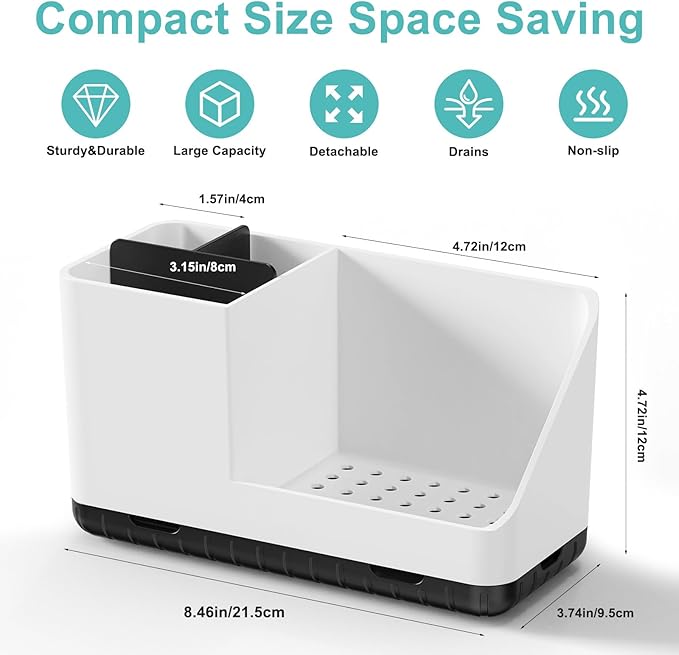 Bathroom Counter Organizer, Bathroom Organizers and Storage, Detachable Toothbrush Holders for Bathroom Vanity Sink Organizer (White)