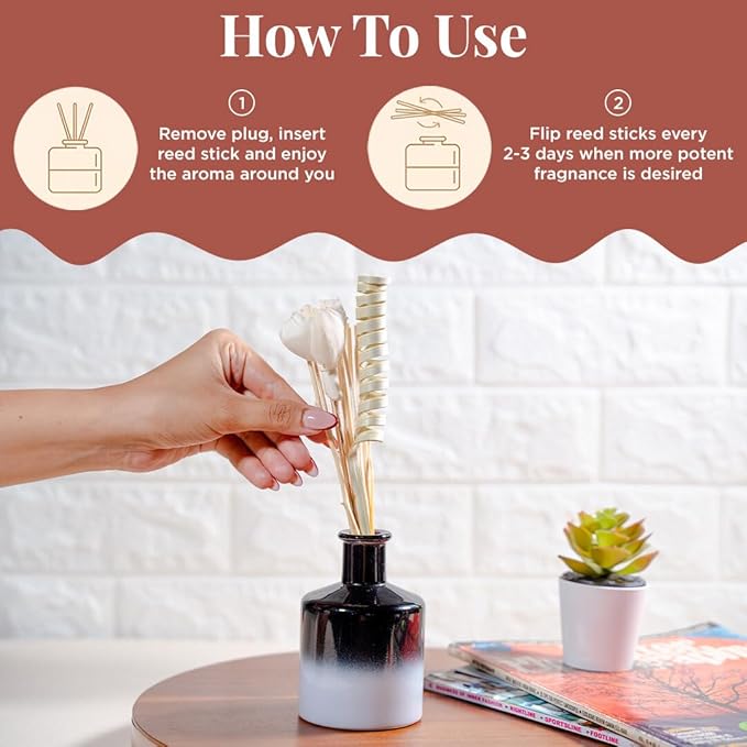 Folkulture Reed Diffusers for Home, 5 oz | Lavender Scent Diffuser Oil with Sticks for Bathroom Decor Accessories, Living Room, Office, Desk| Natural Essential Oils | Housewarming Gifts