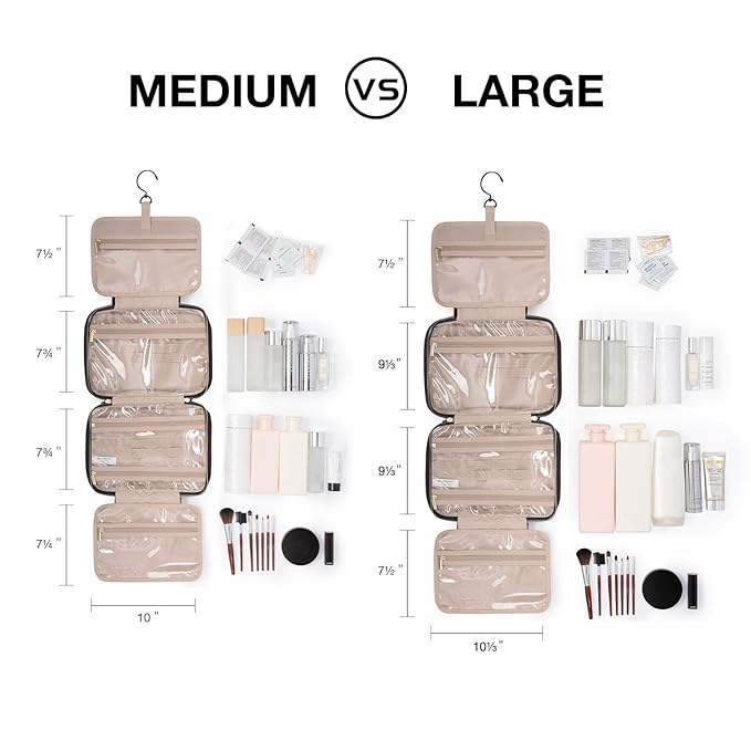 BAGSMART Toiletry Bag Travel Bag with hanging hook, Water-resistant Makeup Cosmetic Bag Travel Organizer for Accessories, Shampoo, Full Sized Container, Toiletries, Smokey Blue