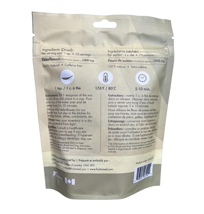 Elderflower bulk. Make healthy herbal tea (enough for 75 cups), or use it to make delicious bread, elderflower jelly, or cookies. 75 grams (bulk) (Elderflower)