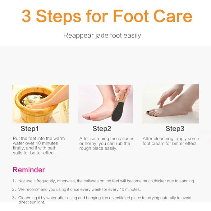 Foot File Callus Remover for Feet, Foot File for Dead Skin Foot Scrubber Heel Scraper Lima para Los Pies Rasp Professional Pedicure Tools for Feet Removes Cracked Heels Rasper with Wooden Handle 2pcs