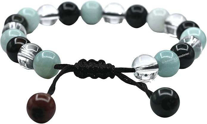 Natural Healing Crystal Bracelet for Women - Mens Bracelet Energy Balancing Gemstones Set - Adjustable Stone Bead Bracelet for Men and Women - Chakra Crystal Therapy Accessory, Meditation
