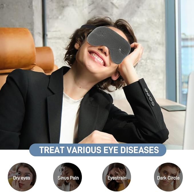 Heated Eye Mask for Dry Eyes, Microwave Moist Heat Eye Compress with Flaxseed, Weighted Warm Eye Mask for Itchy Eyes, Stye, Sleeping, Relaxation, Therapy(Gray)