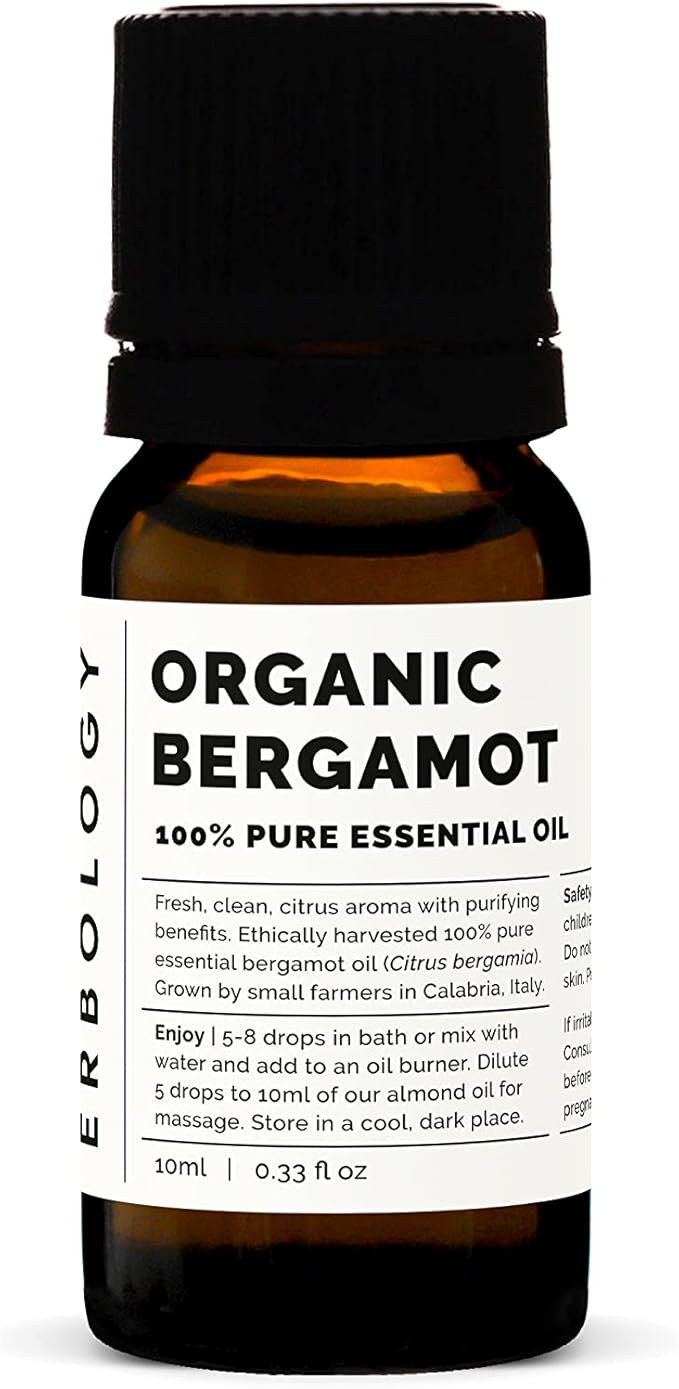 Erbology Organic Pure Bergamot Essential Oil 0.34 fl oz - Cleansing & Uplifting - Small Batch - Sustainably Sourced Straight from Farm in Italy