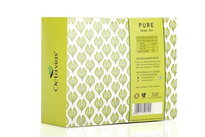 Octavius Pure Green Tea – 100 Tea Bags | Single-Origin Green Tea | Natural & Antioxidant-Rich | Pack of 1