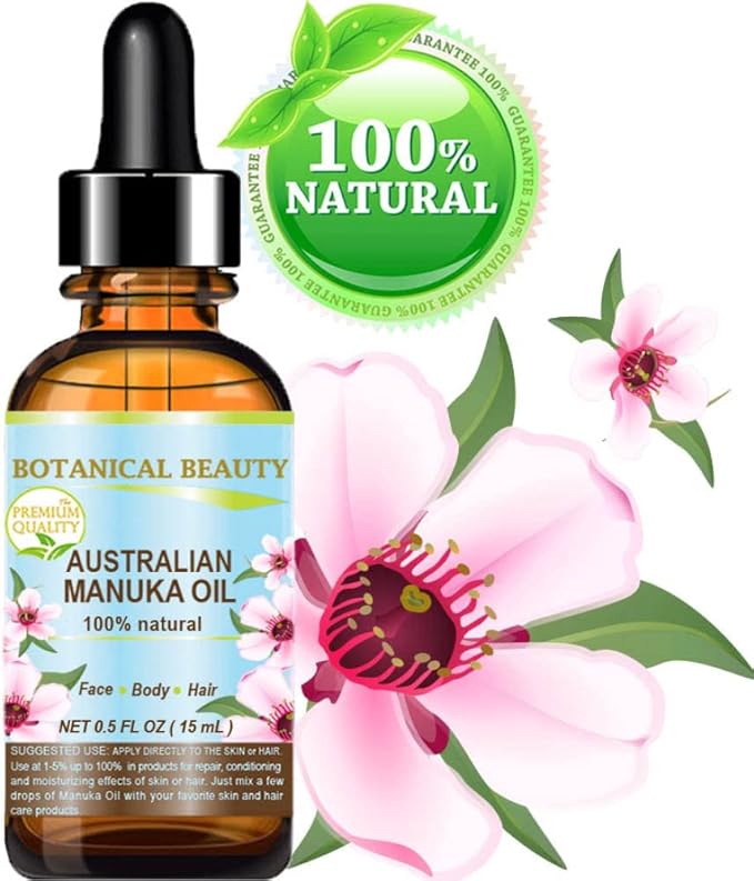 Botanical Beauty MANUKA OIL WILD GROWTH RAW 100% Natural VIRGIN UNREFINED Cold Pressed Carrier Oil. for Skin, Face, Hair, Lip and Nail Care Anti-Aging 0.5 Fl.oz.- 15 ml (Pack of 2)