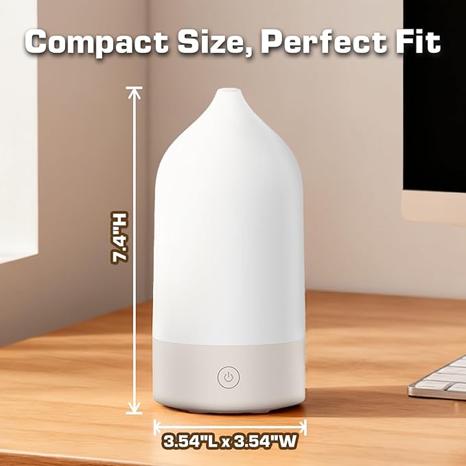 Essential Oil Diffuser, 120ml 3-in-1 Aromatherapy Diffuser Small Ultrasonic Cool Mist Humidifier with 7 Color Changing Night Lights, Quiet Sleep Auto Shut-Off Function for Home Office Yoga